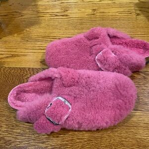 Birkenstock Pink Fuzzy Mules